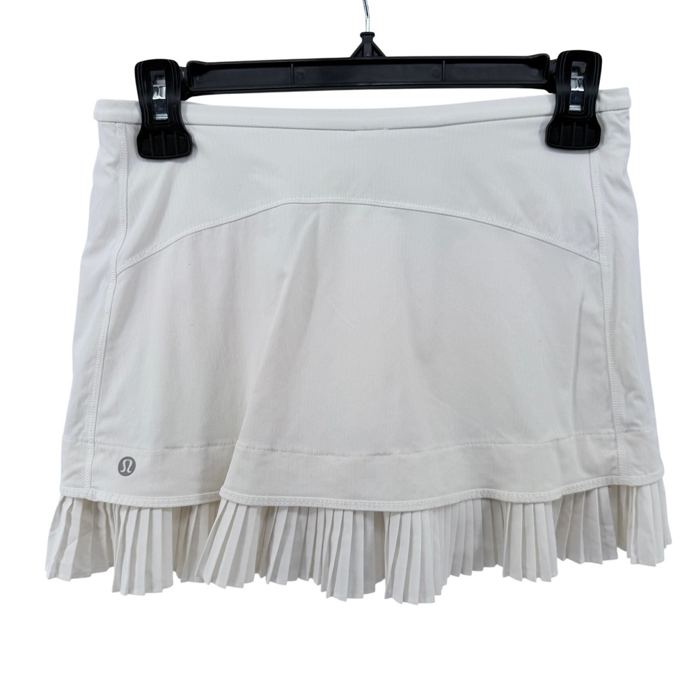 Lululemon Pace Rival Skirt White Pleated Tennis Golf Skort Size 4
